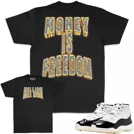 MONEY IS FREEDOM : Black Sneaker Tees Shirt