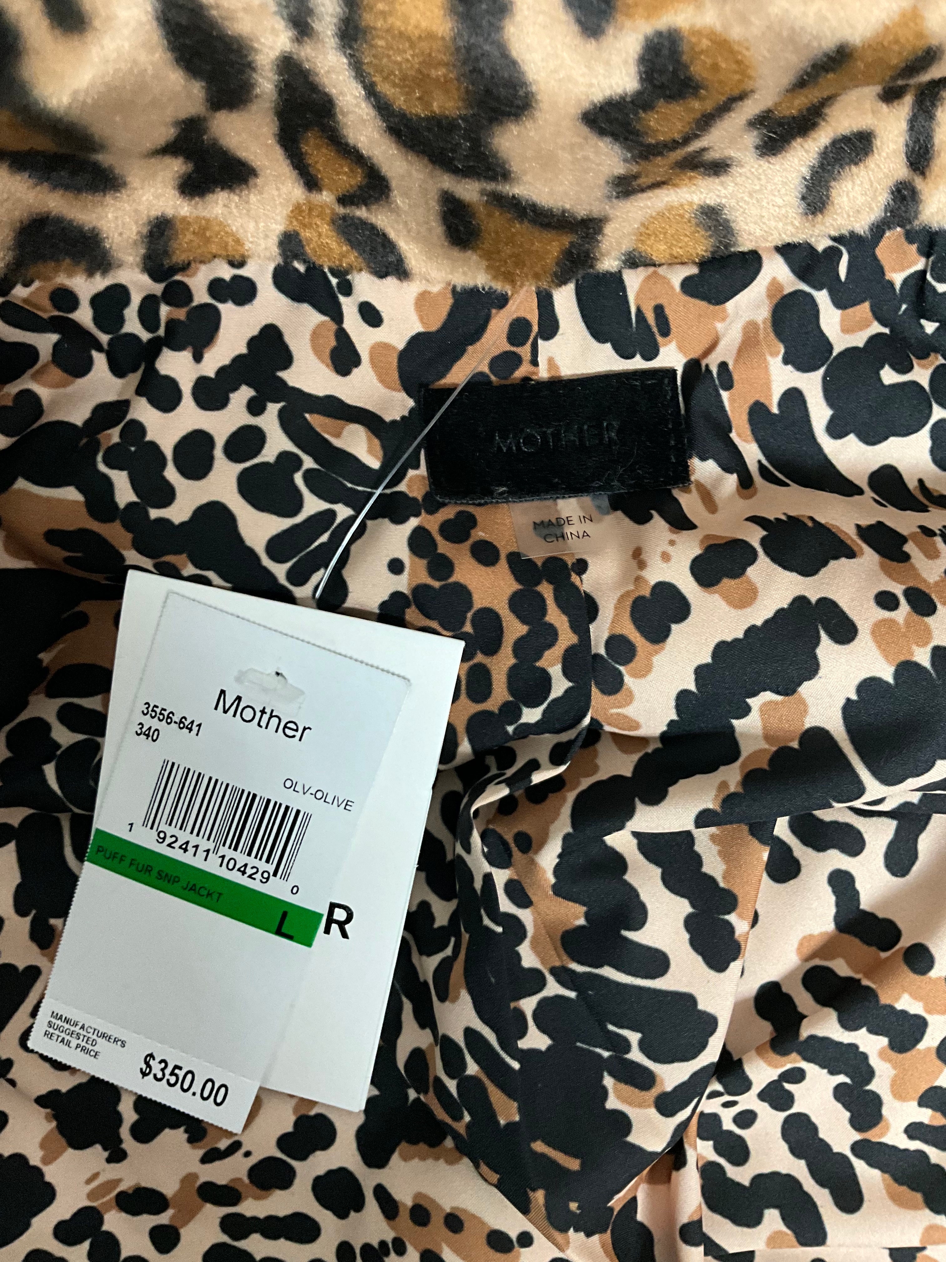 Mother Olive And Cheetah Print Puffer Jacket Size S