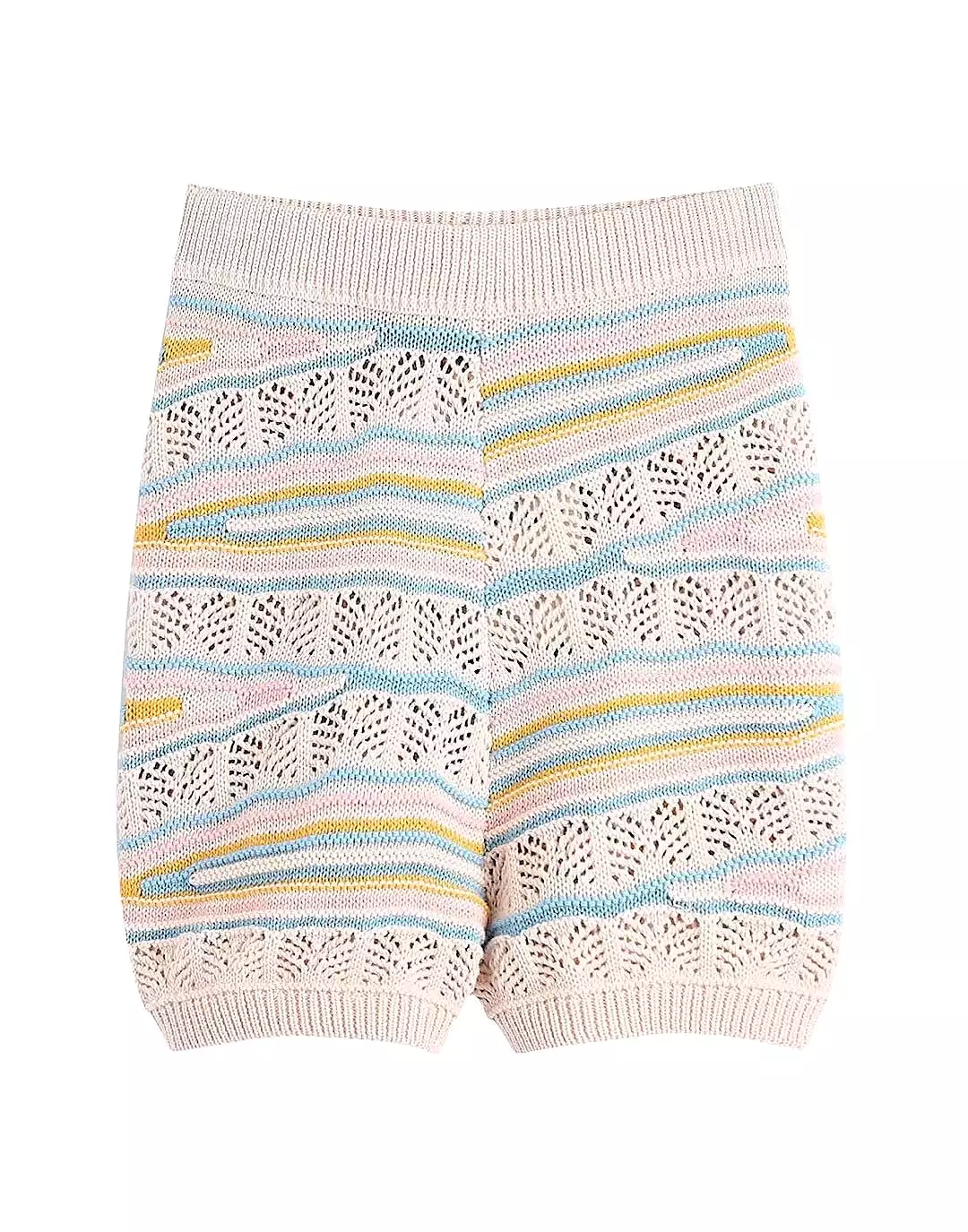 Multi Color Knitted Pattern Shorts Set