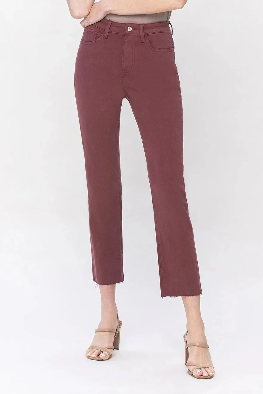 Muncie Cropped High Rise Slim Straight Denim