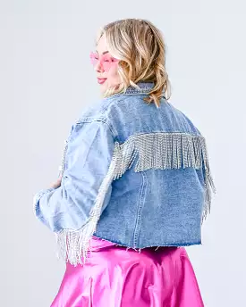 Nashville Lights Fringe Denim Jacket