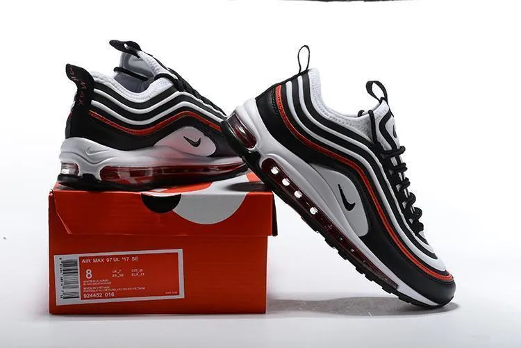 Nike Air Max 97 White Black Red Shoes Sale Men Size US 7, 8, 8.5, 9, 10, 11