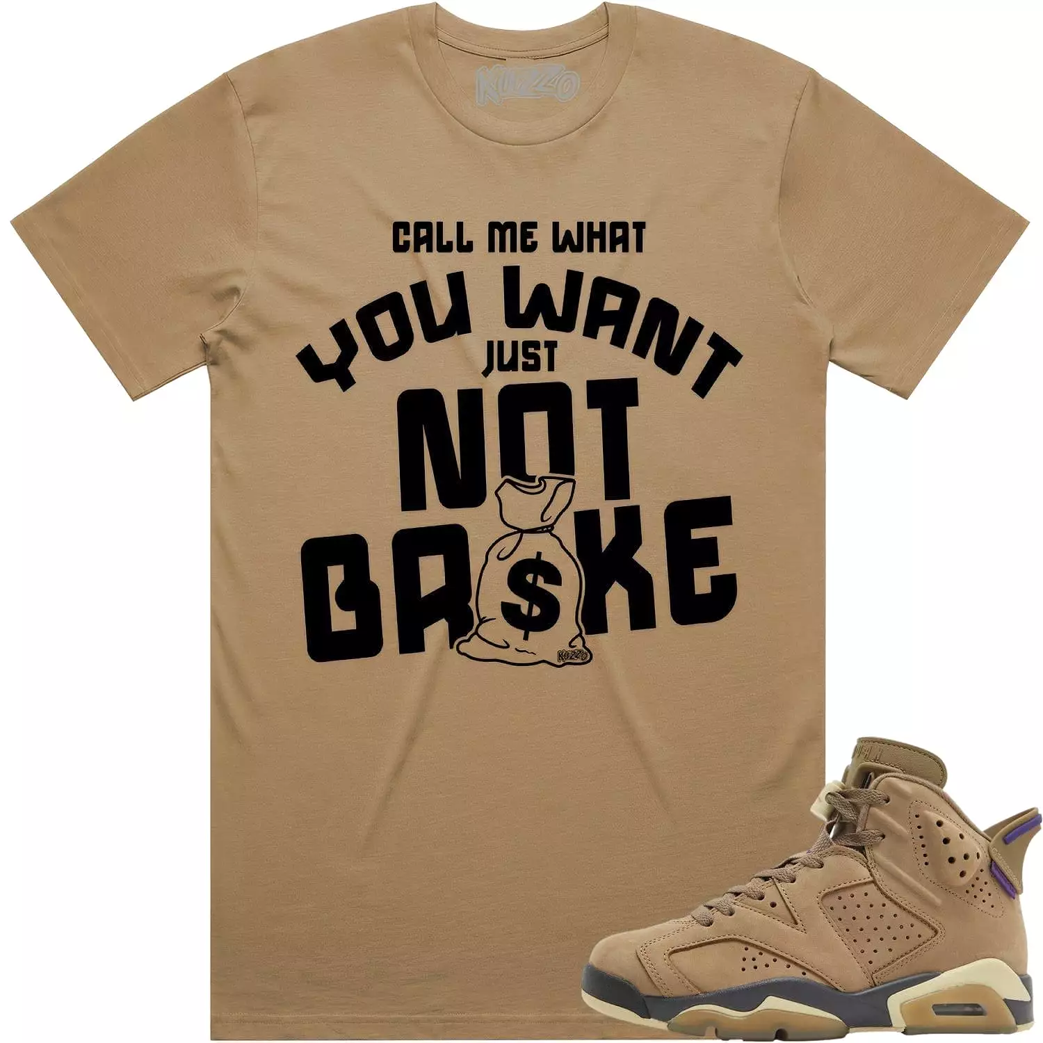 NOT BROKE : Brown Kelp Sneaker Tees Shirt (black ink)