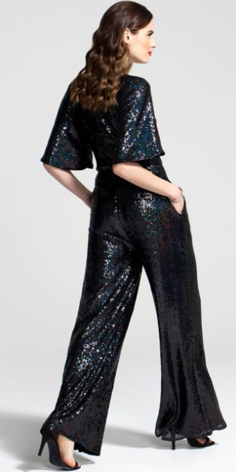 Petrol Sequin Batwing Jumpsuit