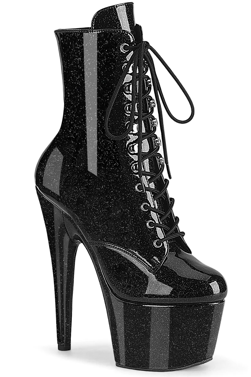 Pleaser USA Adore-1020GP 7inch Pleaser Boots - Black Glitter