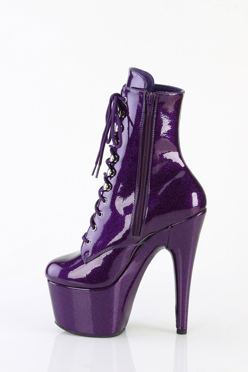 Pleaser USA Adore-1020GP 7inch Pleaser Boots - Purple Glitter