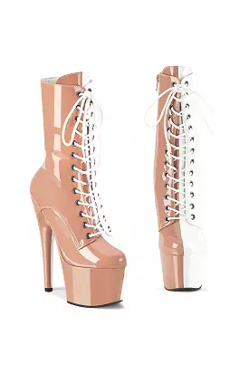 Pleaser USA Adore-1040TT 7inch Pleaser Boots - Patent Blush/White