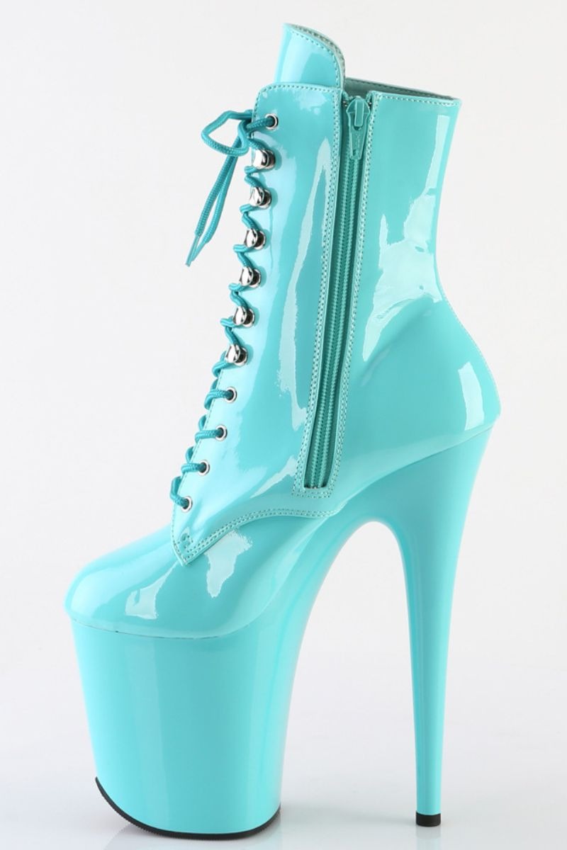 Pleaser USA Flamingo-1020 8inch Pleaser Boots - Patent Aqua