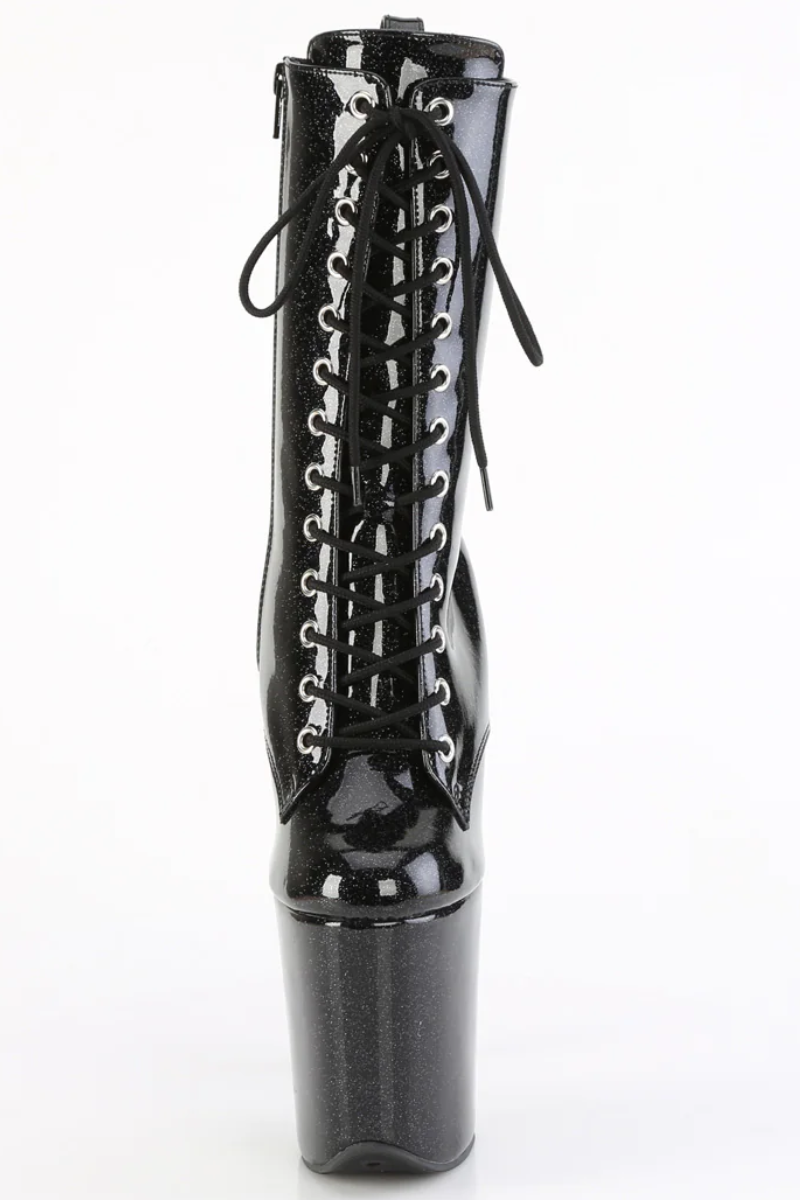 Pleaser USA Flamingo-1040GP 8inch Pleaser Boots - Black Glitter