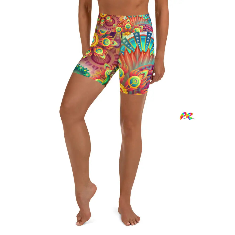 Psychedelic Peacock Yoga Shorts