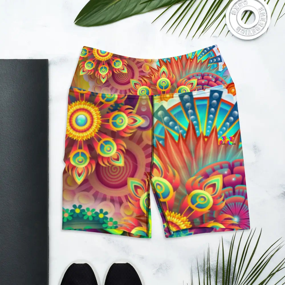 Psychedelic Peacock Yoga Shorts