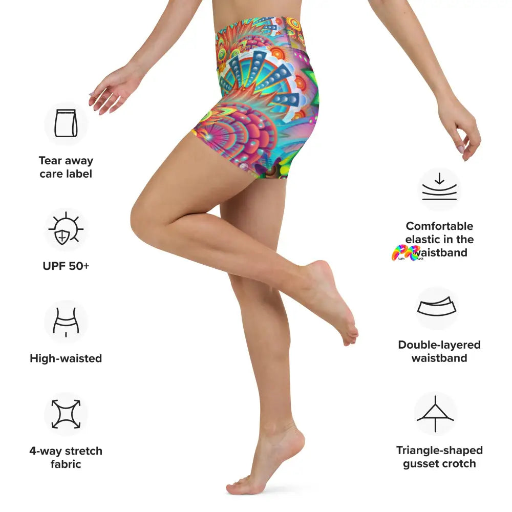 Psychedelic Peacock Yoga Shorts