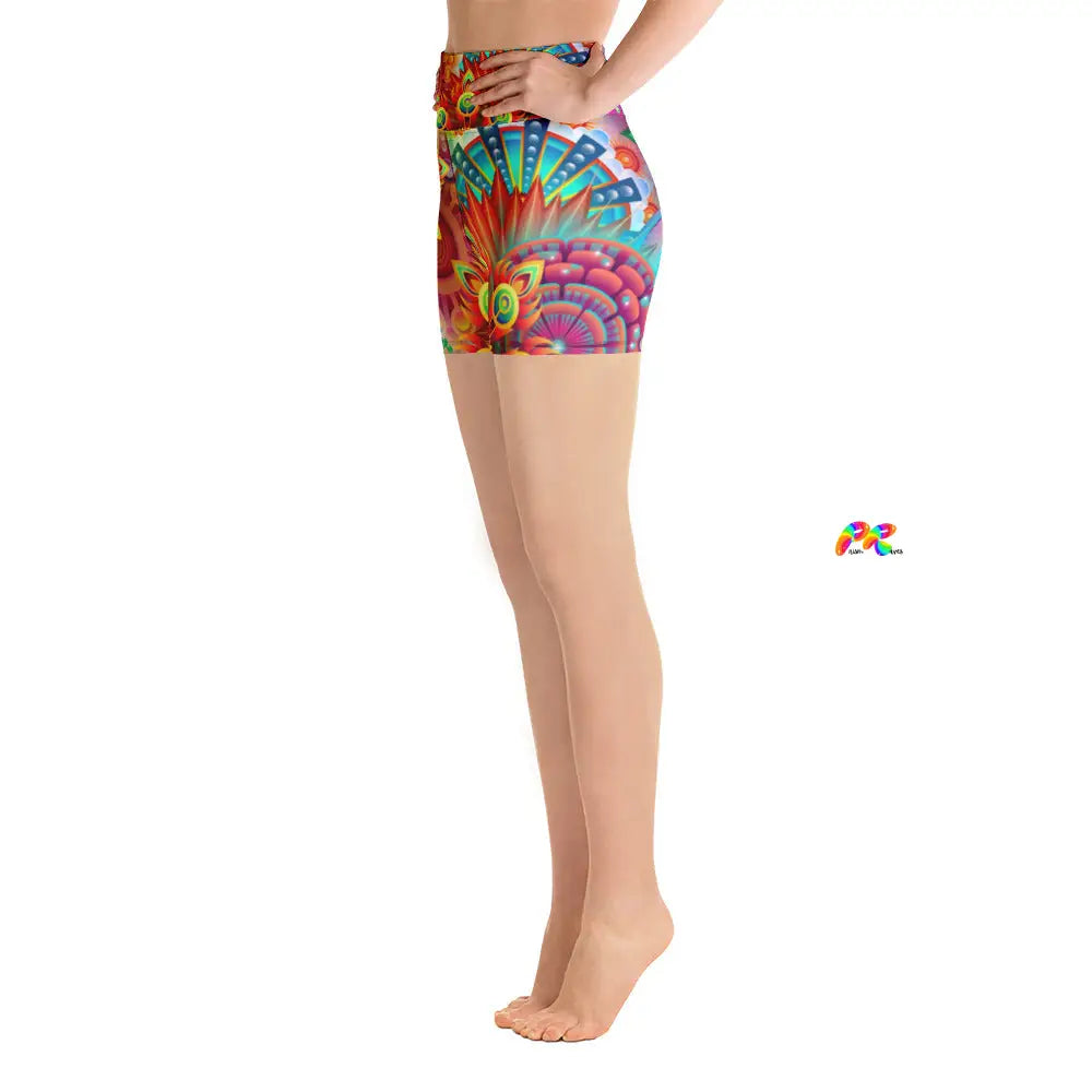 Psychedelic Peacock Yoga Shorts