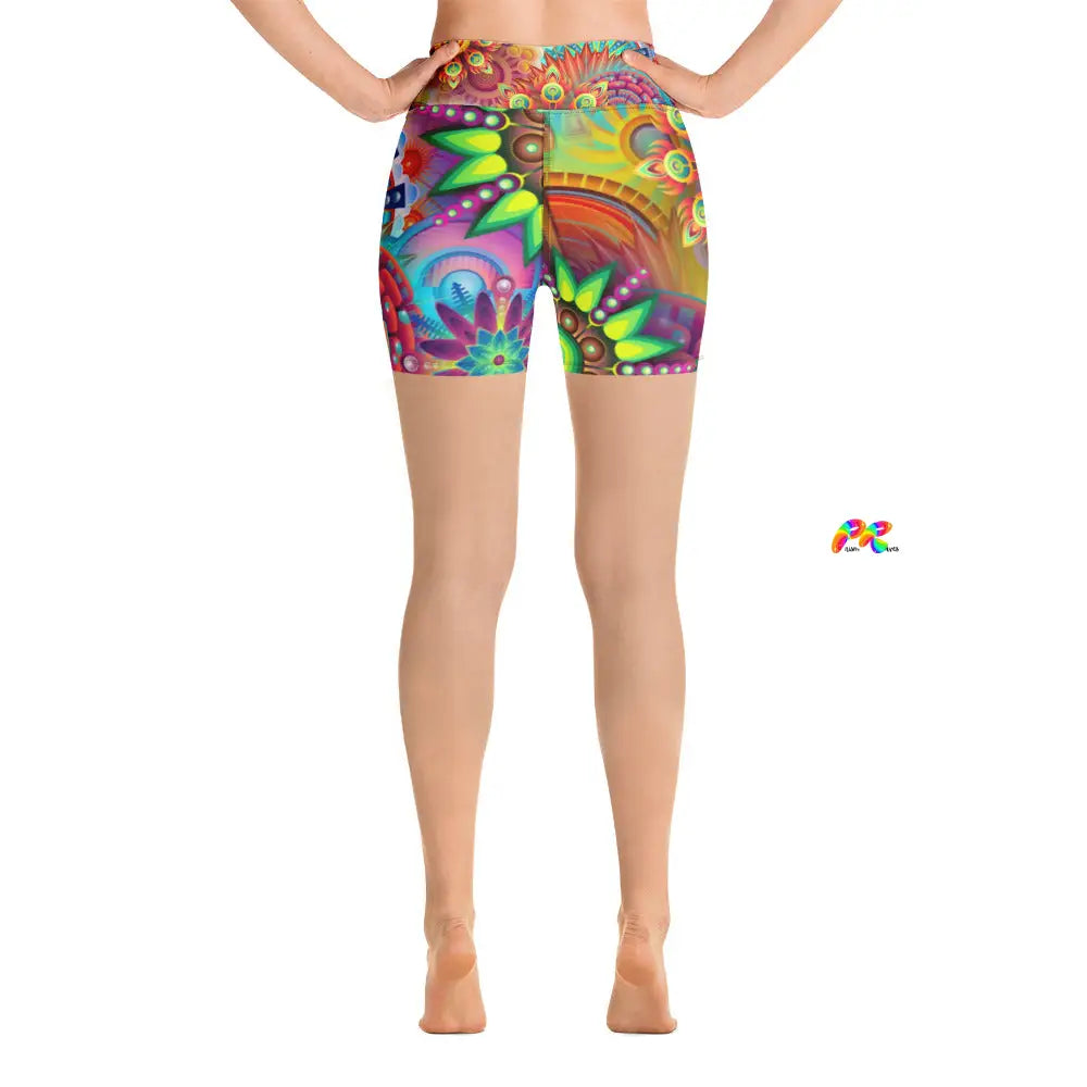 Psychedelic Peacock Yoga Shorts