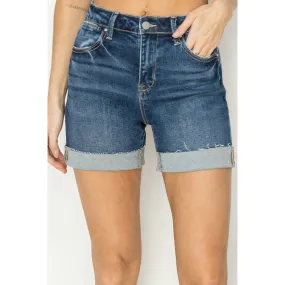 RISEN High Rise Cuffed Denim Shorts