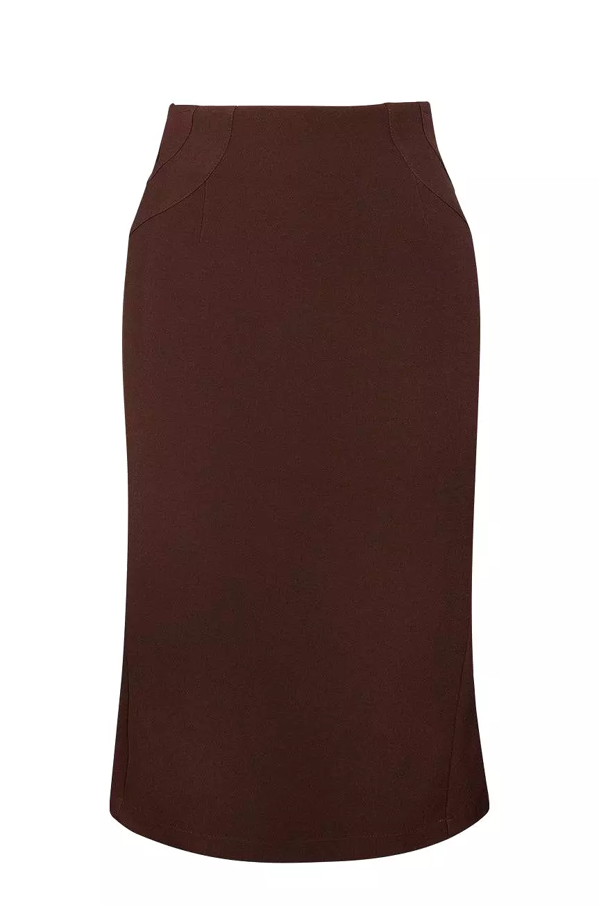 Sherlock Fluted Wiggle Skirt (Brown)