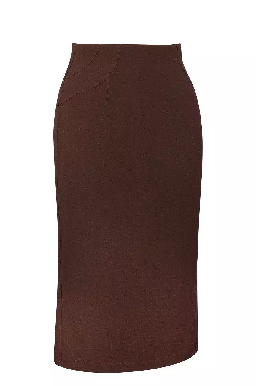 Sherlock Fluted Wiggle Skirt (Brown)