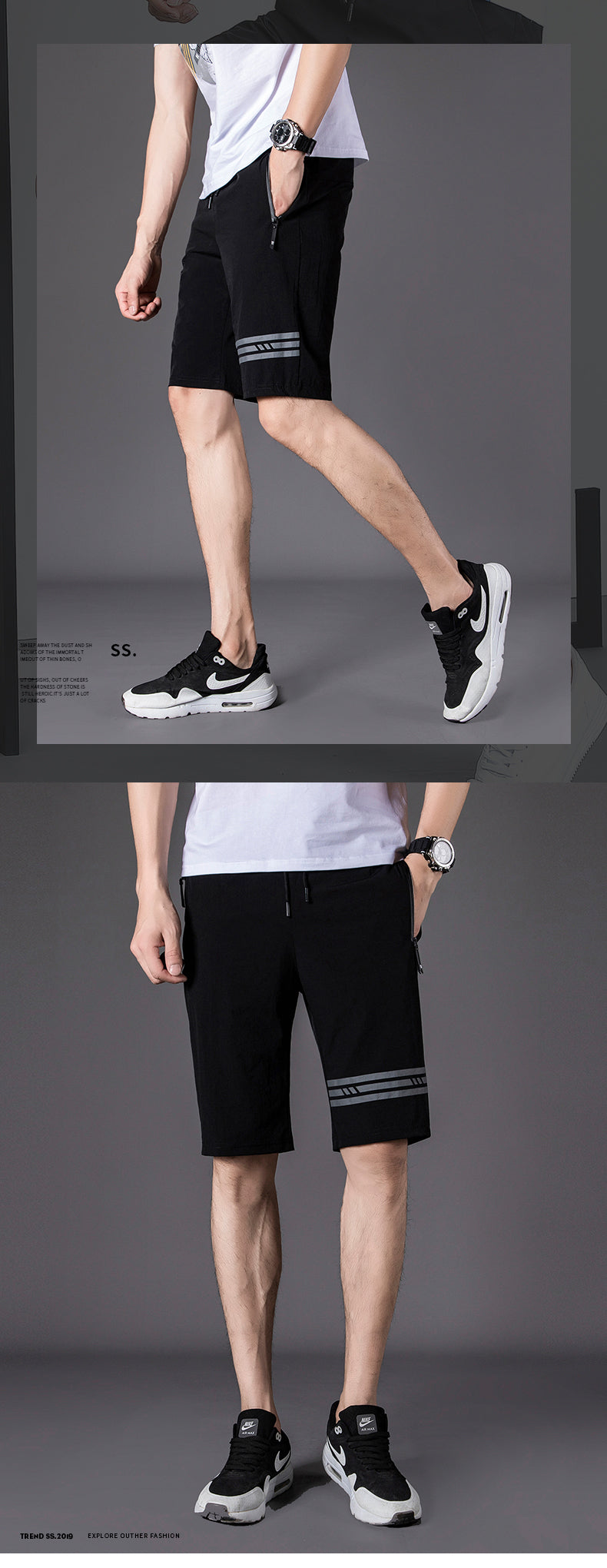 Shorts Casual Bermuda Masculina Beach Shorts With Zipper Pockets Streetwear Sport Beach