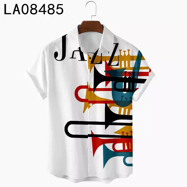 Size 5 Striped Digital Print Shirt Top 2022 Summer Men Short Sleeve T Shirt Plus Size