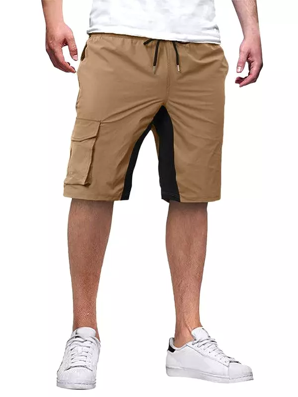 Solid Drawstring Men Cargo Shorts