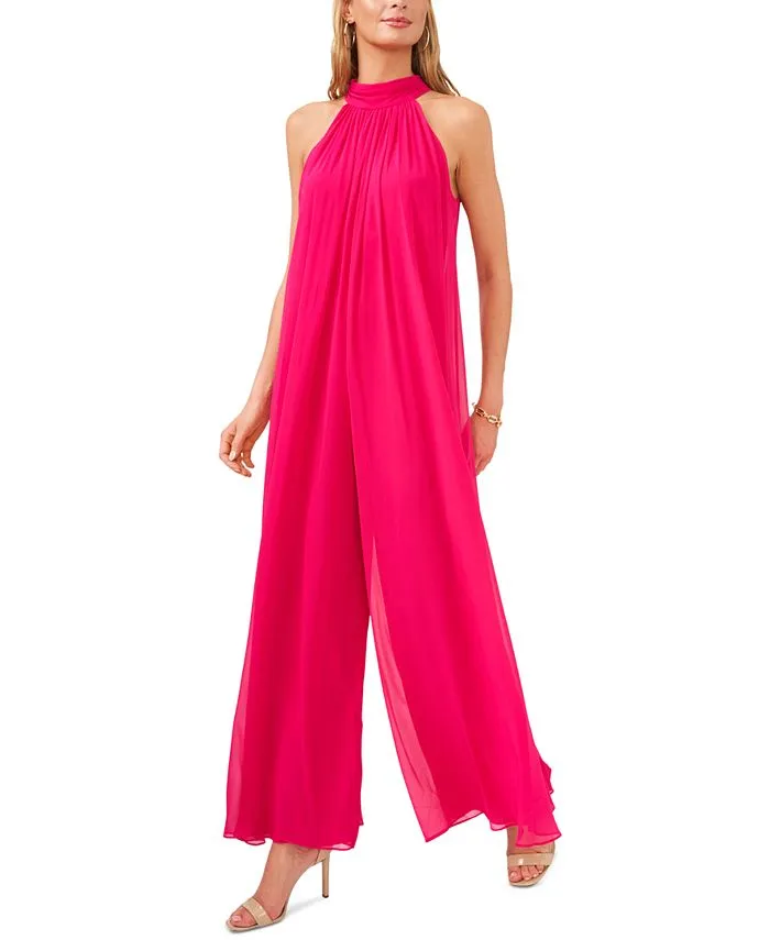 Vince Camuto Women's Halter Neck Wide Leg Jumpsuit Pink Size X-Large