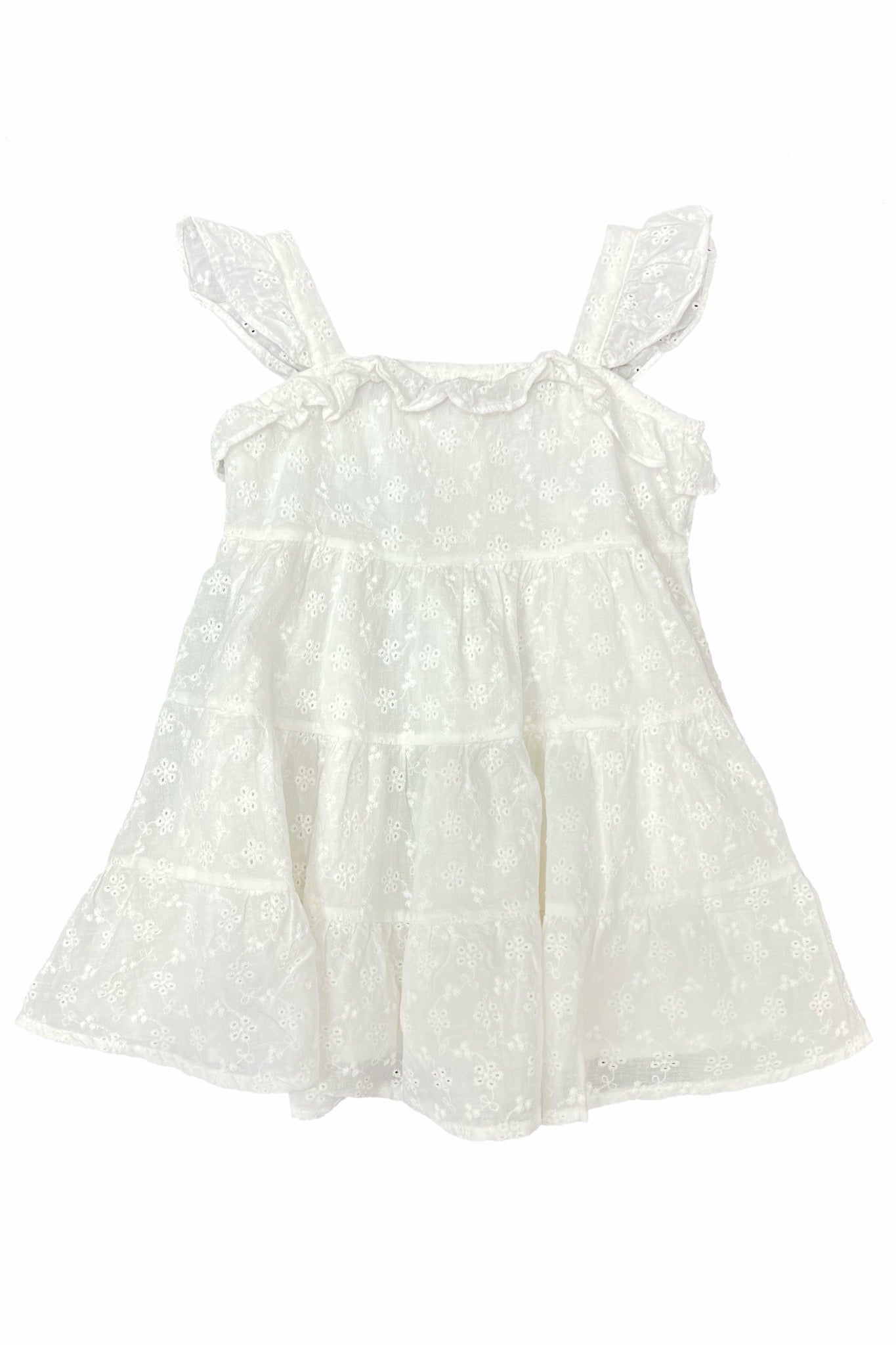 White Eyelet Tiered Ruffle Sundress