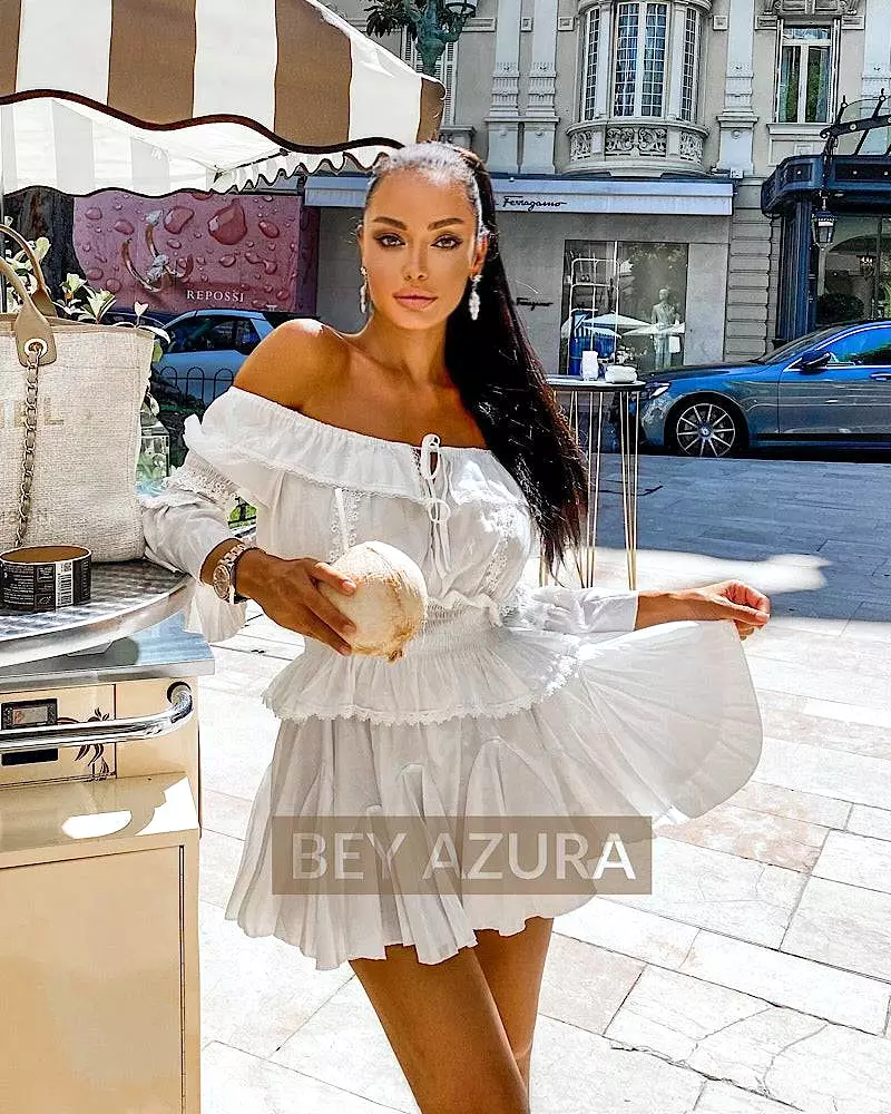 White Two Piece Frill Top and Shorts Set