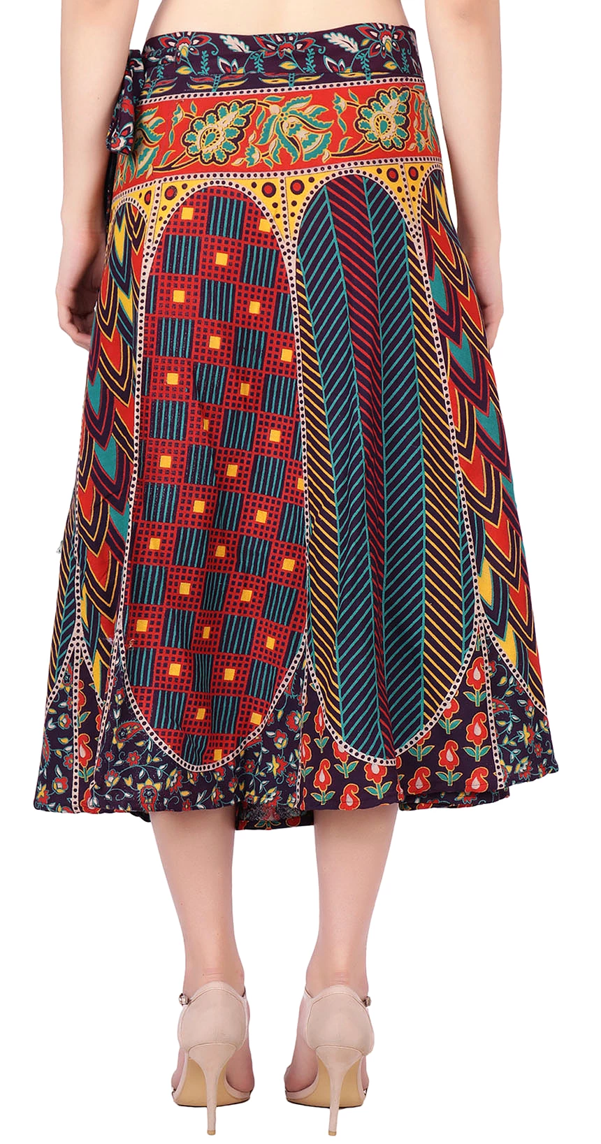 Women's Printed Wrap Around Cotton Long Indian Skirt (Purple, One Size)